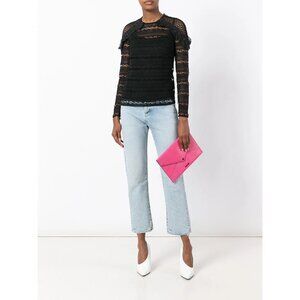 Self-Portrait black ruffle shoulder guipure lace blouse